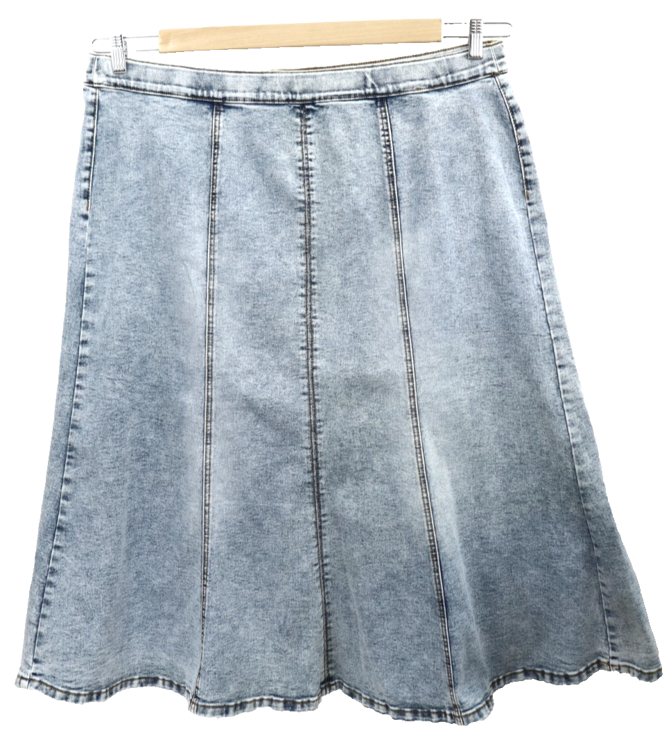 EST 1946 Women's Cotton Denim Paneled A-Line Skirt Light Jean Blue Size 20W PLUS-image