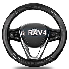 Premium Leather Car Steering Wheel Cover Compatible For Toyota RAV4 14.5-15 inch