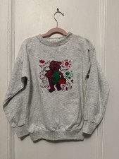 VINTAGE 1992 Barney Kids Sweatshirt Size 6-7 Purple Dinosaur Lyons Group USA VTG