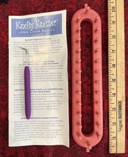 Provo Craft Knifty Knitter Long Loom Series Red Loom 26 Peg 10” with Tool & Inst