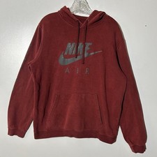Nike Air Hoodie Mens Large Maroon Red Just Do It Graphic Pullover Sweatshirt L