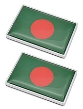2 Pcs 3D Bangladesh Bangladeshis Flag Metal Car Stickers Chrome Decals,2.3 x