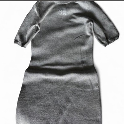 alexander wang logo printed bodycon mini dress Alexander Wang Short Sleeve Mini Dress With Logo - Chambray