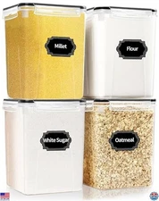 4-Pack Extra Large Airtight Food Storage Containers 5.2L BPA-Free with Labels