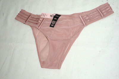 NEWT VICTORIA'S SECRET VERY SEXY DEMURE PINK MESH CHEEKINI PANTY SIZE L