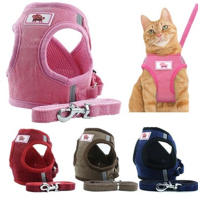 Cat Dog Pet Harness Adjustable Control Vest Dogs Reflective XS S M L XL & Leash