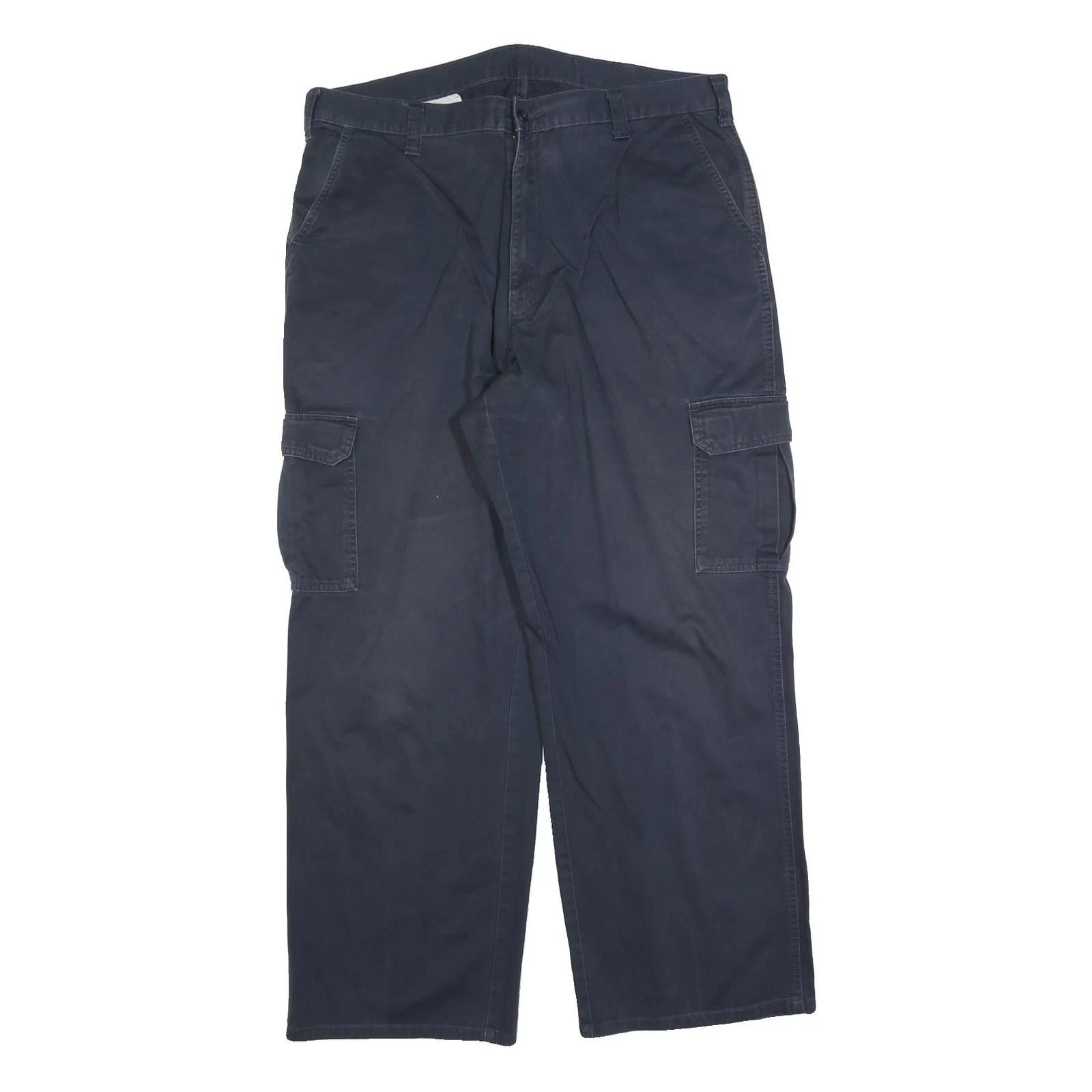 DICKIES Mens Cotton Blend Navy Relaxed Cargo Trousers W38 L30 Workwear Zip