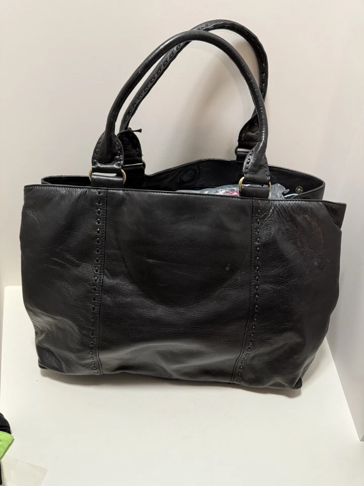 SIGRID OLSEN Black Genuine Leather Tote Purse Handbag NEW - Image 3 of 4