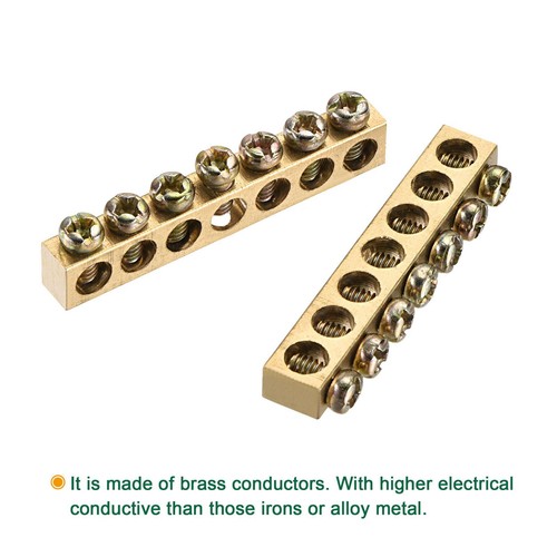 Terminal Ground Bar Brass 7 Positions for Electrical Distribution 3 Pcs - Picture 4 of 5