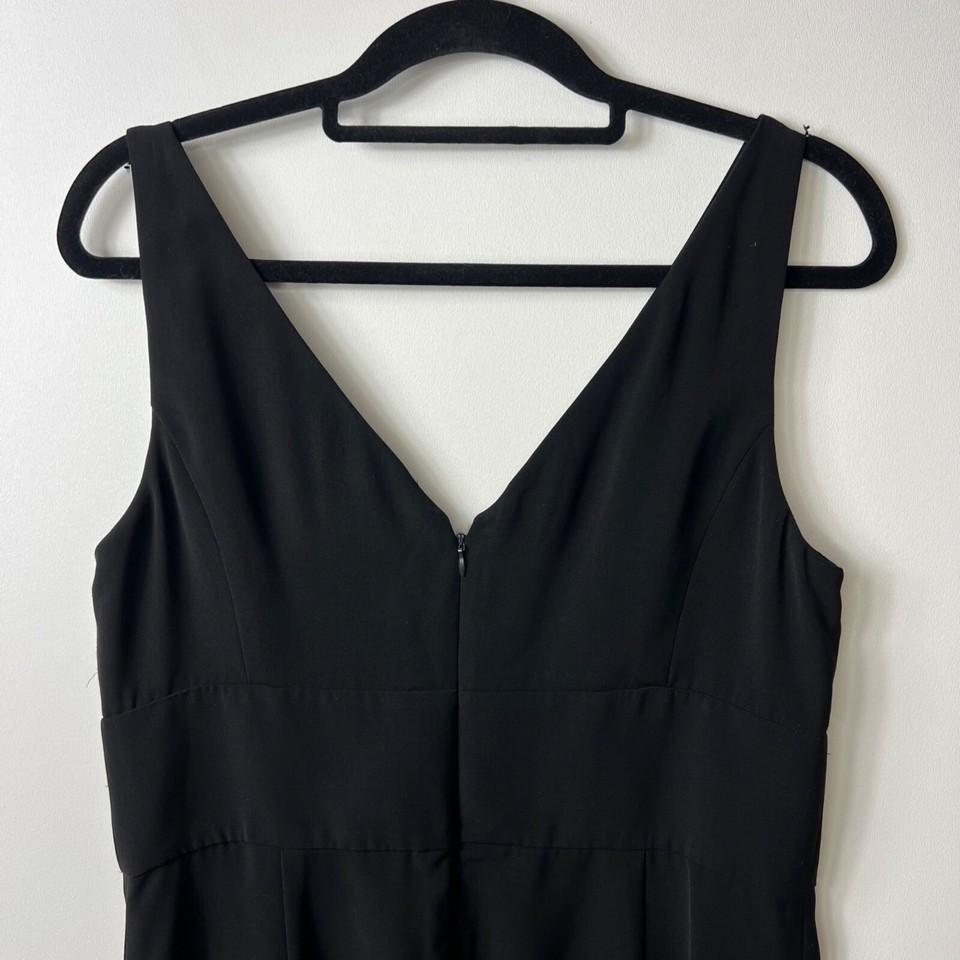 Ralph Lauren Black Cascade Ruffle Pencil Dress Sleeveless women’s size