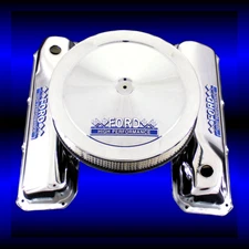 Chrome Valve Covers & Air Cleaner Fits 351 Cleveland Engines Ford HP Emblems