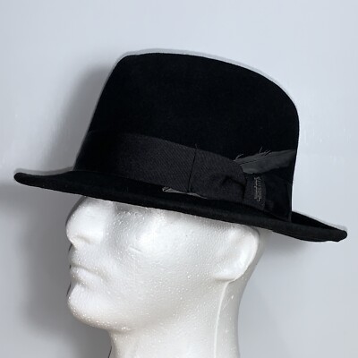 Brooklyn Hat Co. 100% Wool Black Hat Fedora Large | eBay display picture 3