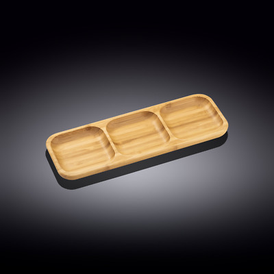 Bamboo Divided Dish 13'' inch X 4.5'' inch Bento box | 32.5 X 11.5 Cm