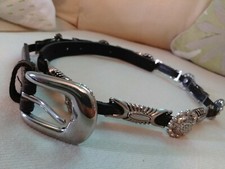 leather Silver CONCHO belt WESTERN Ladies man made M / L