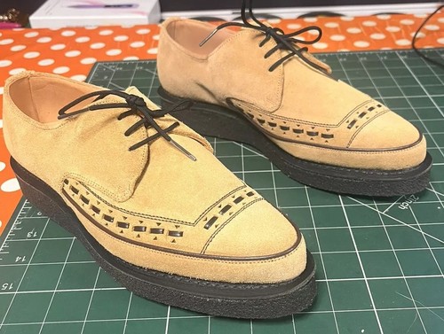 812/17 Damas Nuevo Talla 5 Gamuza Amarilla Fred Perry x George Cox Diano Enredadera con Cordones - Imagen 3 de 10