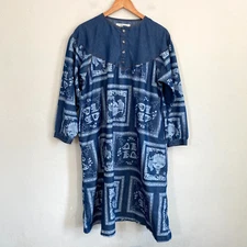 Super Hakka Dress Women Size XL Blue Tea Time Yuko Hosada Japanese Oversize