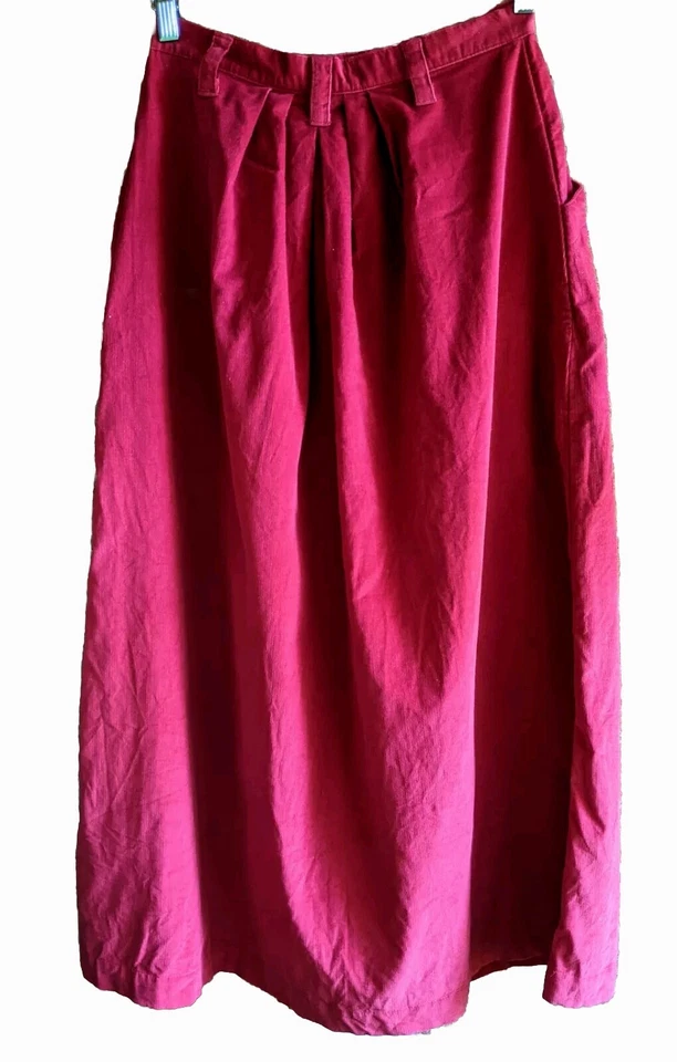 复古 Eddie Bauer 灯芯绒裙 8 码热粉色 Midi Prairie Preppy Modest — 第 3/4 张图片