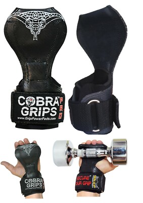 Guanti per sollevamento peso, resistenti, con cinghie alternative ai ganci Power hook, regolabili, in neoprene, con imbottitura, Cobra Grips, Cobra Grips Pro, PRO Brown Leather