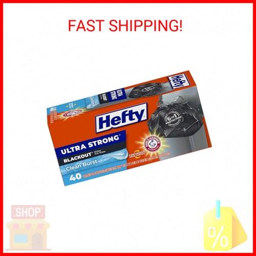 Hefty Ultra Strong Tall Kitchen Trash Bags, Blackout Clean Burst 13