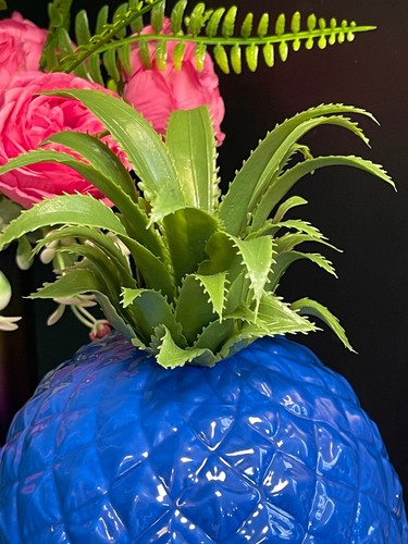 Large Blue Ceramic Pineapple Storage Jar 30cm - Picture 4 of 4