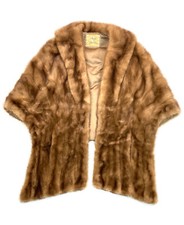 Vintage 50s Mink Coat Stole Overlay Piece Real Fur Wrap Macys Little Shop