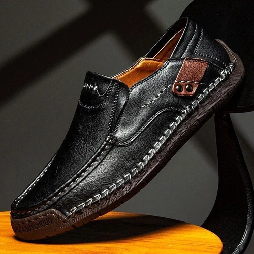 New Womens Men's Leather Handmade Shoes Loafers Breathable Slip On Driving Boots - Bild 4 von 27