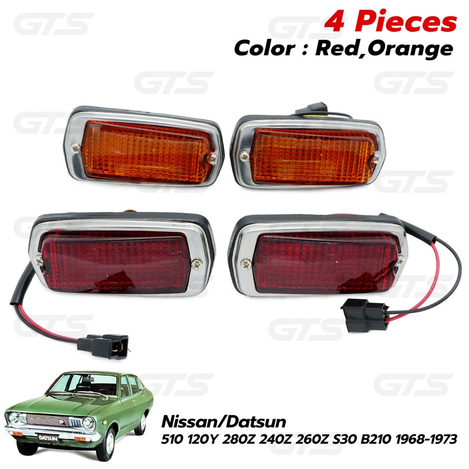 Боковые габаритные огни красный + желтый набор для Nissan Datsun 510 120Y 280Z B210 1968 1973 - Изображение 3 из 4