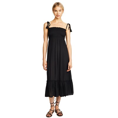COOLCHANGE Solid Piper Black Smocked DRESS size S ~ Retail $198