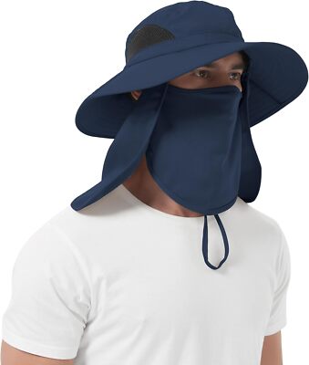 EINSKEY Sun Hat with Neck Flap, UV One Size, 07 Navy Blue (Full Coverage) 