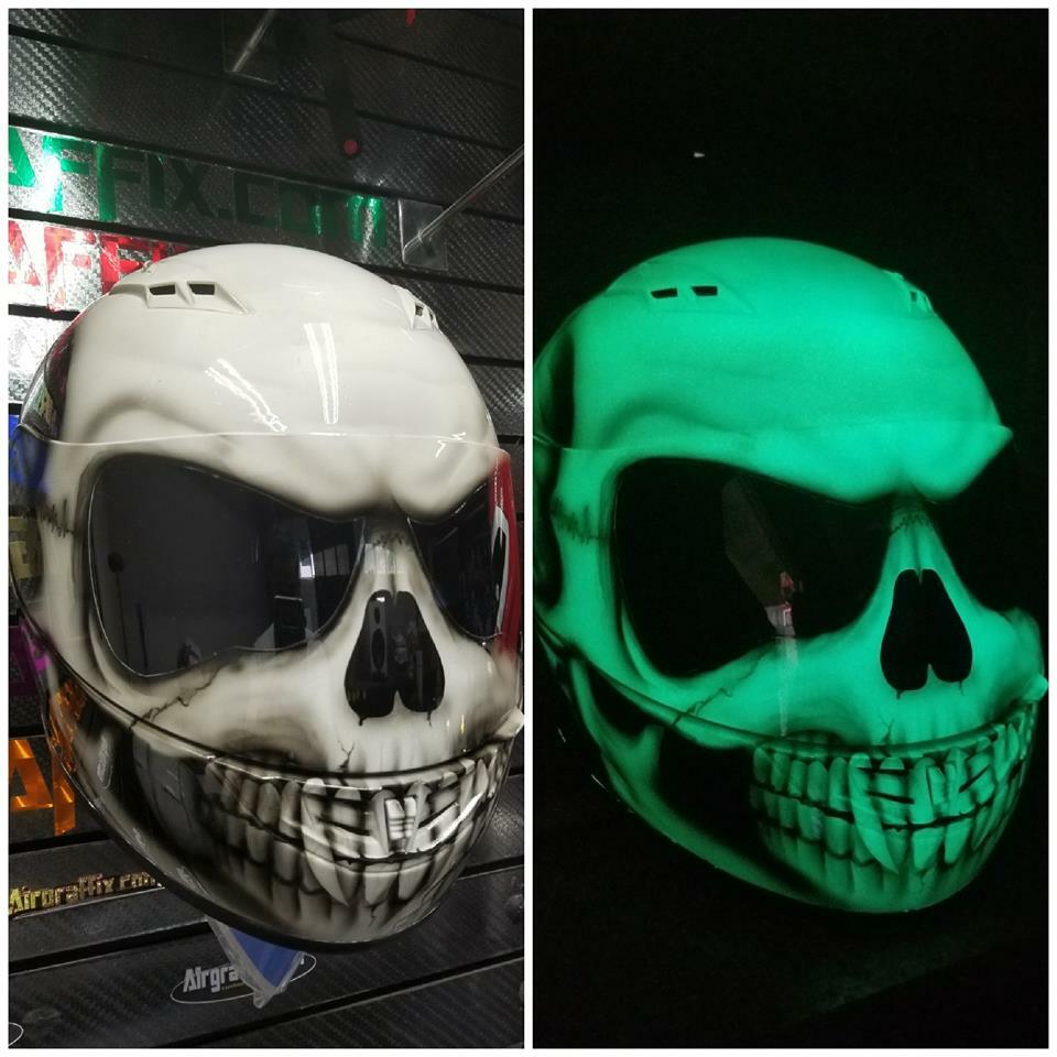 Glow in the Dark Skull Custom Painted Airbrushed Motorcycle Helmet | eBay