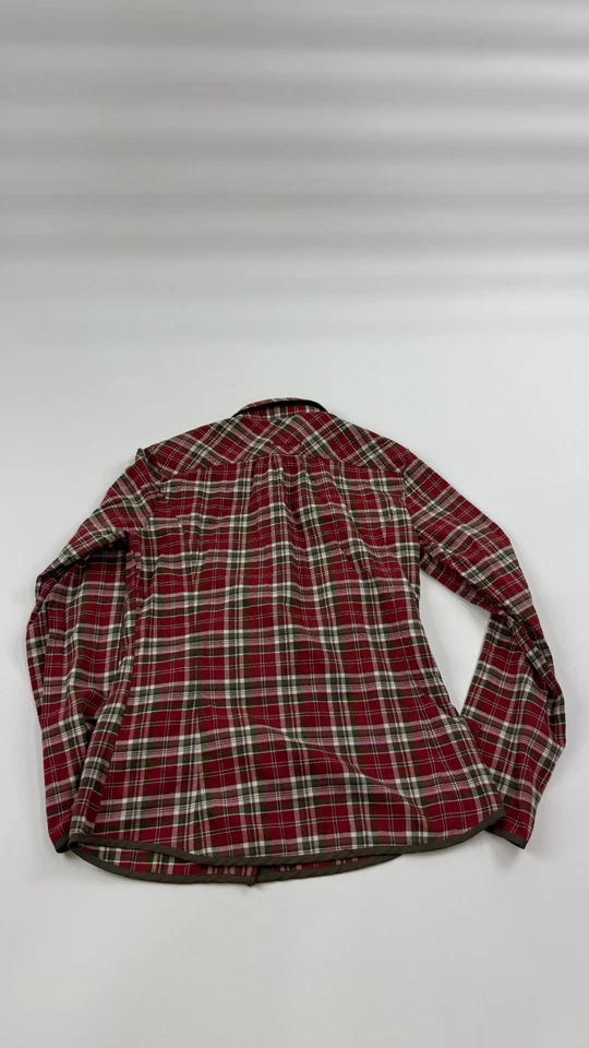 Mammut 衬衫女式小号彩色马德拉斯格子胸袋领纽扣前襟 — 第 2/4 张图片