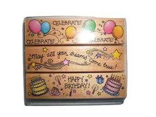 Package of 3 Birthday Theme Craft Rubber Stamp Excellent Condition Hero Arts