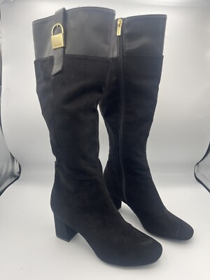 Calvin Klein Cosetta Black Knee High Heeled Wide Leg Women's Boots Size 6