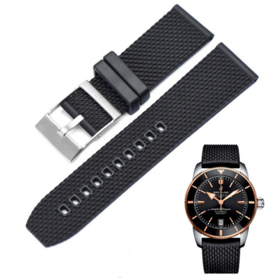 BREITLING ブラック ラバーベルト　サイズ22 Black Rubber Strap Bracelet For Breitling Superocean Heritage