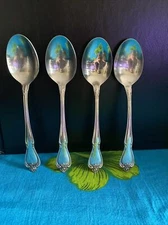 4 1881 Rogers Stainless Oneida Ltd  Arbor Rose  TRUE ROSE Dinner Spoons