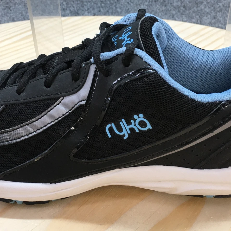 Ryka Zapatos Mujer 8.5 M Dash 3 Deportivos Bajos Tenis Azul Negro Cuero Con Cordones Foto 3 de 4