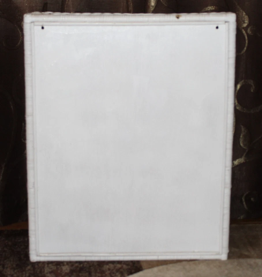 Armario de almacenamiento de pared de baño vintage de mimbre blanco 26x21x8 Foto 3 de 4