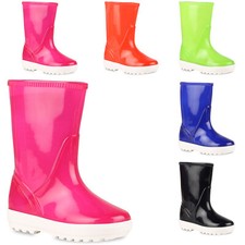 Kinder Gummistiefel Stiefel Blockabsatz Lack Schuhe 838202 Trendy Neu