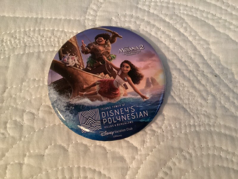 Disney Moana 2 Pinback Button, DVC, Polynesian Resort, Island Tower