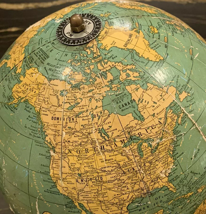 Vintage Cram's Universal Terrestrial No. 90 Globe 9” Pre WWII On