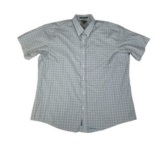 Eddie Bauer Shirt Mens 2XL Blue Green Wrinkle Free Classic Fit Work Shirt