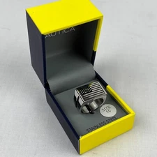 Nautica Ring American Flag Size 10 Stainless Steel + Box B10