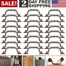 Lot Drop Bail Dresser Pull Handle Drawer Pulls Rustic Antique Bronze w/ Screws