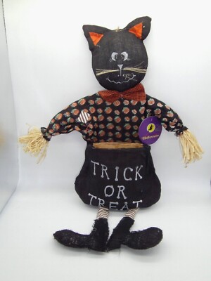 Halloween Scarecrow CAT Door Hanger w/Trick or Treat Basket | New w/Tag | 1990's