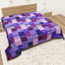 Vintage Patchwork Kantha Bedspread Indian Handmade Quilt Throw Cotton Blanket