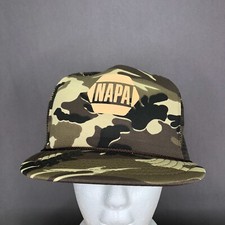 NAPA LOGO WIDE BRIM MESH BACK ADJUSTABLE SNAPBACK BROWN CAMO CAP/HAT
