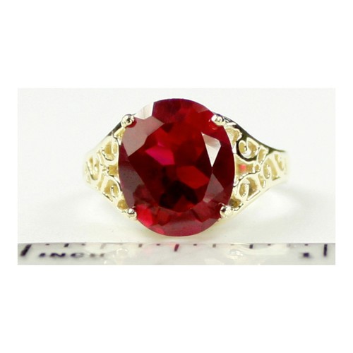 Created Ruby, Solid 10KY or 14KY Gold Ladies Ring, R057 - Picture 5 of 5