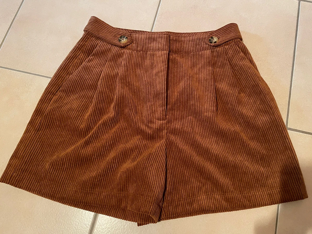 Zara Cord Shorts, Gr. S, Bundfalten, Braun, Neu