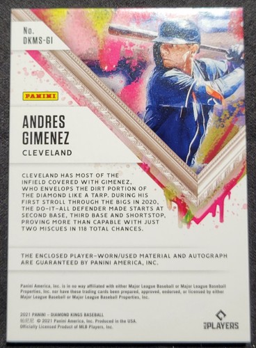 ANDRES GIMENEZ 2021 DIAMOND KINGS DUAL PATCH JERSEY AUT0 CARD /10 BLUEJAYS SSP - Picture 2 of 2
