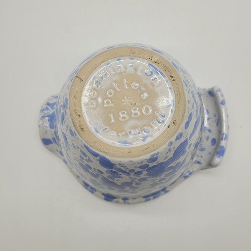 Bennington Vermont Potters 1880 Morning Glory Blue Batter Bowl Pour Spout 24oz - Picture 9 of 10
